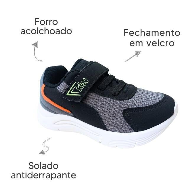 Tênis Klin New Sport Mini Preto/Grafite/Lima Menino Preto 6
