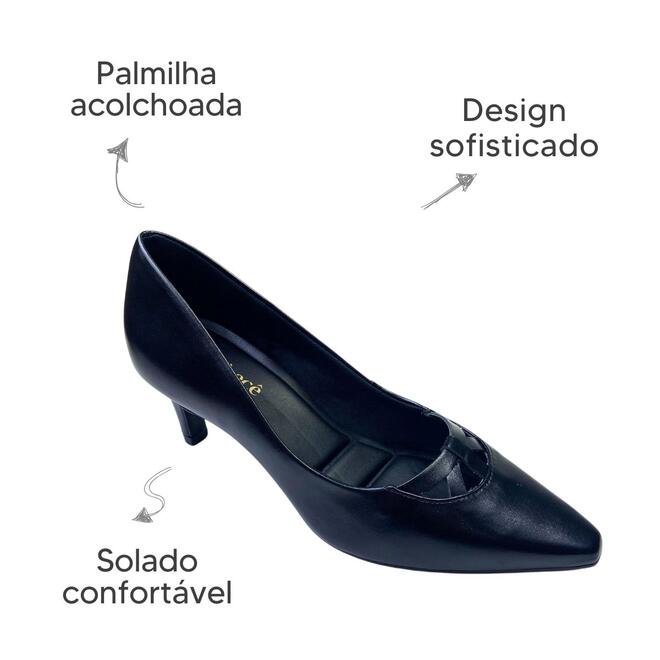 Sapato Scarpin Bebecê Napa Egeu Preto Feminino Preto 6