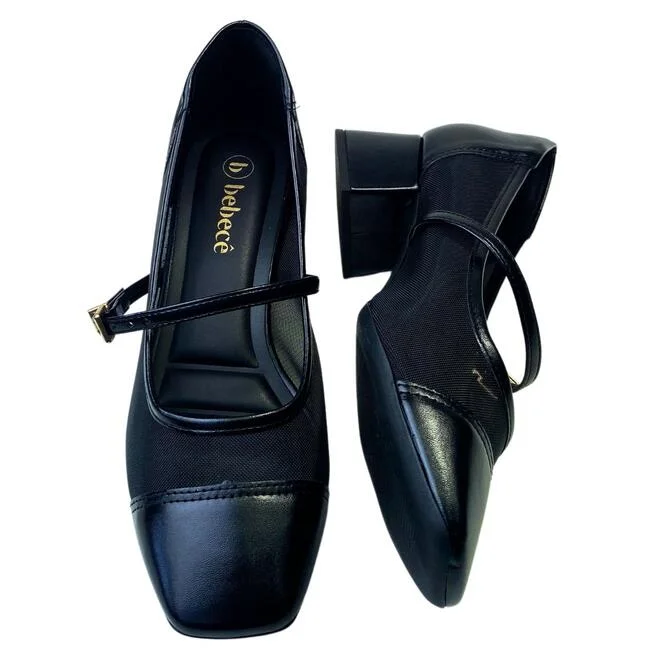 Sapato Scarpin Bebecê Tecido Tule Preto Feminino Preto 4