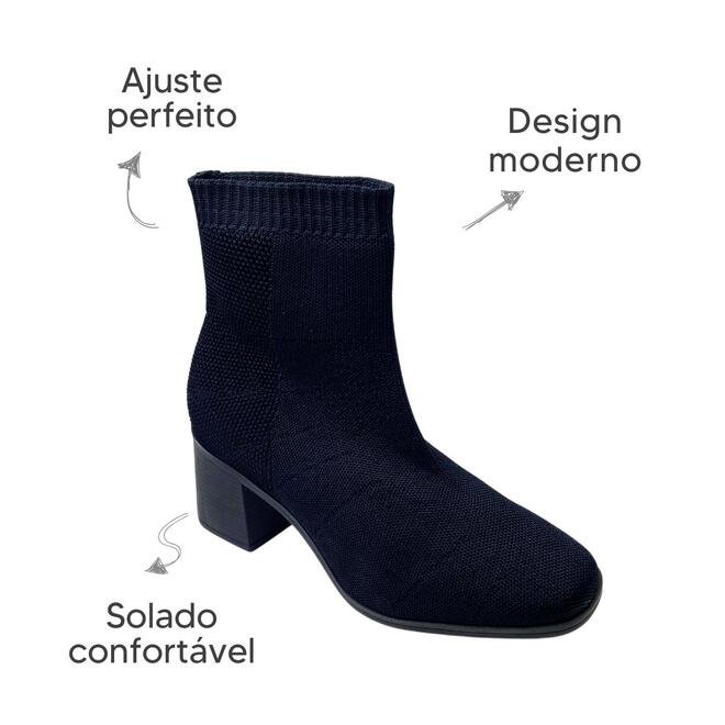 Bota de Knit Bebecê Napa Skin Soft Preto Feminina Preto 6