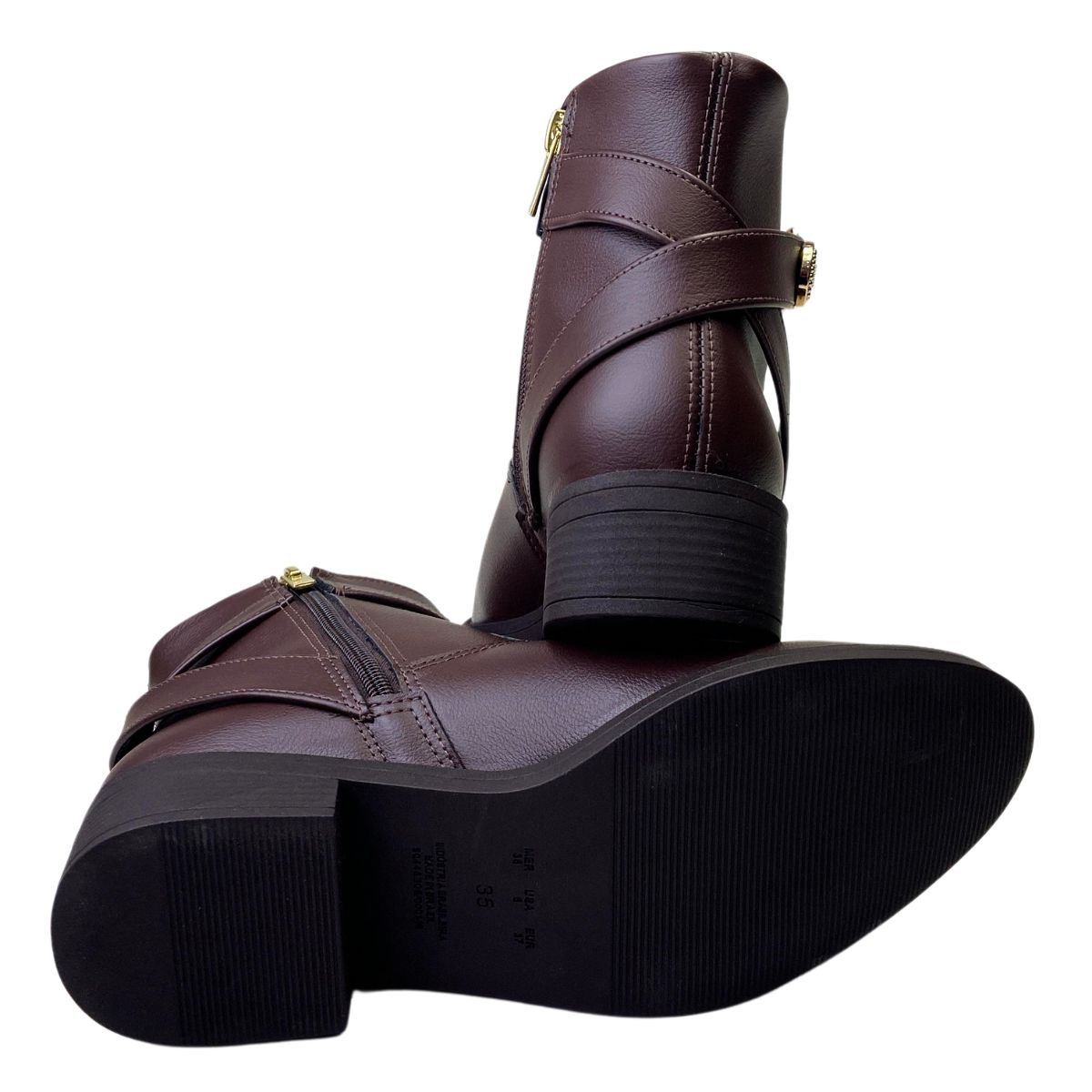 Bota Bebecê Cano Curto Napa Skin Soft Cacau Feminina Cacau 5