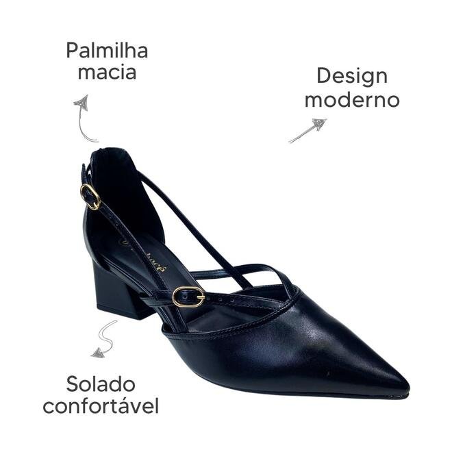 Sapato Canoinha Bebecê Napa Egeu Preto Feminino Preto 6