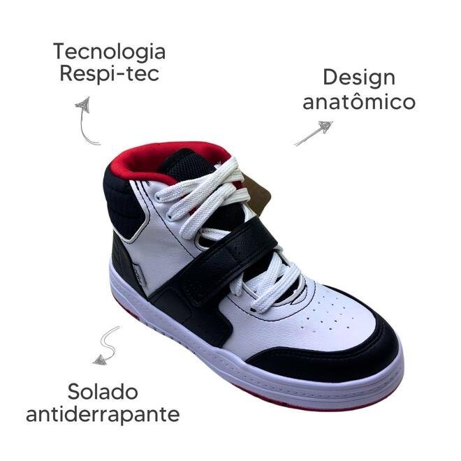 Tênis Kidy K360 Estilo Respitec Preto/Branco/Vermelho Preto/Branco 6