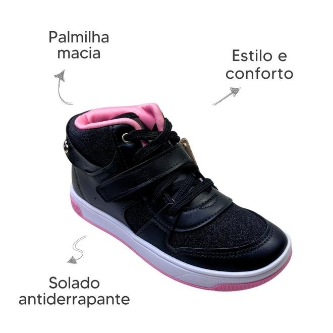Tênis Kidy Astral Preto/Rosa Infantil Preto 6