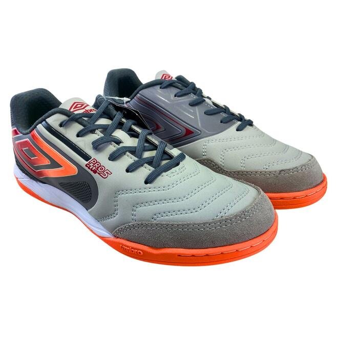 Chuteira Futsal Umbro Pro 5 Bump Club Prata/Grafite/LRJF Cinza/Laranja 3