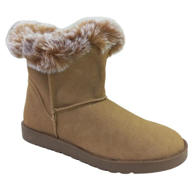 Bota Rasteira Mooncity Cano Curto Com Pelo Bege Feminina Bege 2