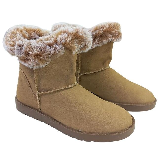 Bota Rasteira Mooncity Cano Curto Com Pelo Bege Feminina Bege 3