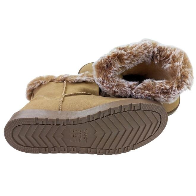 Bota Rasteira Mooncity Cano Curto Com Pelo Bege Feminina Bege 5