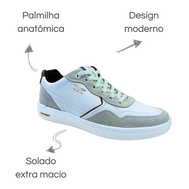 Sapatênis Pegada Napa Soft Branco/Camurça/Pull Masculina Branco 6