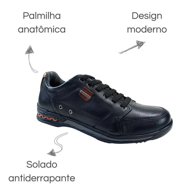 Sapatênis Pegada Nature Preto/Pull Up Conhaque Masculina Preto 6