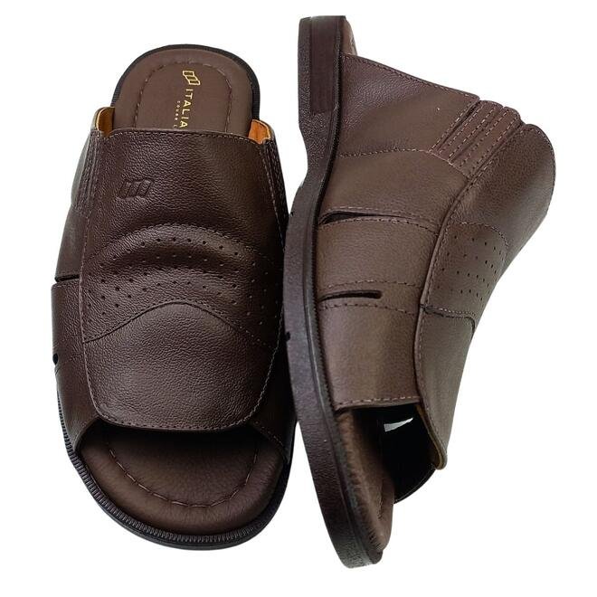 Chinelo Italianinho Couro Napa Café Masculino Café 4