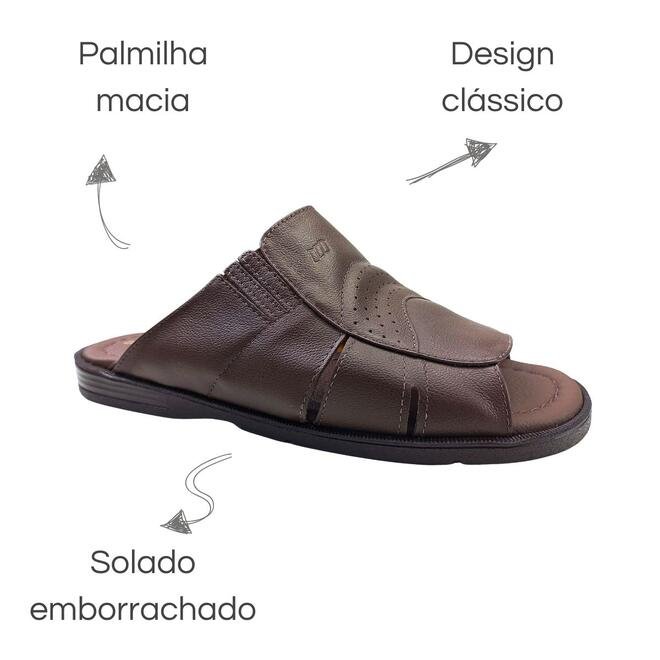 Chinelo Italianinho Couro Napa Café Masculino Café 6