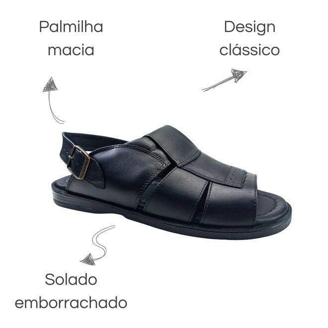 Sandália Italianinho Couro Napa Preto Masculino Preto 6