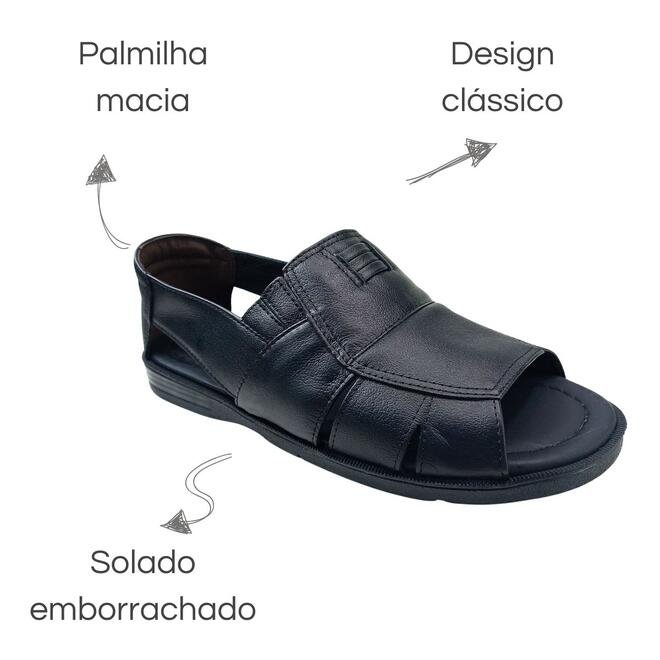 Sandália Italianinho Couro Napa Preto Masculino Preto 6