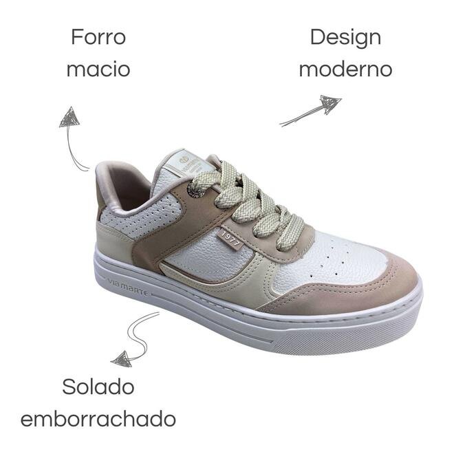 Tênis Via Marte Casual Nobuck Bege/Branco/Marfim Feminino Bege 6