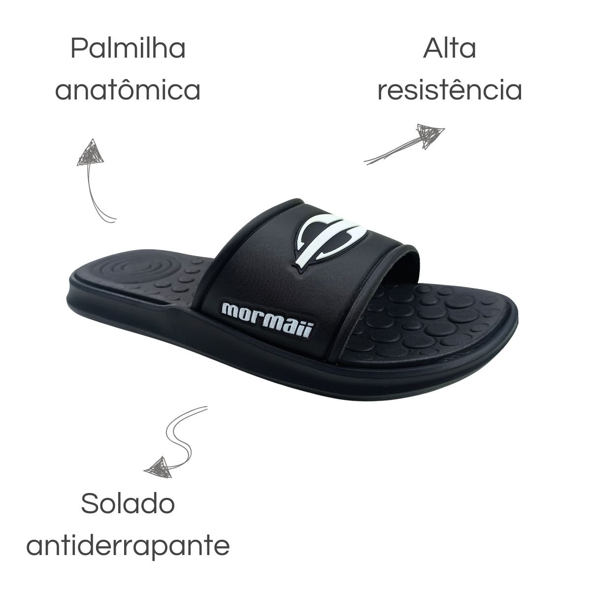 Chinelo Mormaii Quiver Pro Gaspea Adulto Preto/Branco Masculino Preto 6