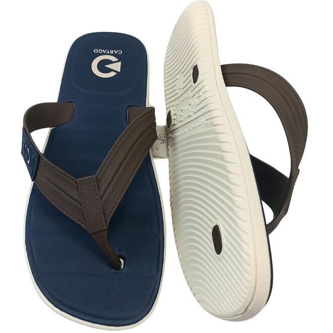 Chinelo Cartago Aspen Dedo Bege/Marrom/Azul Adulto Masculino Marrom 4