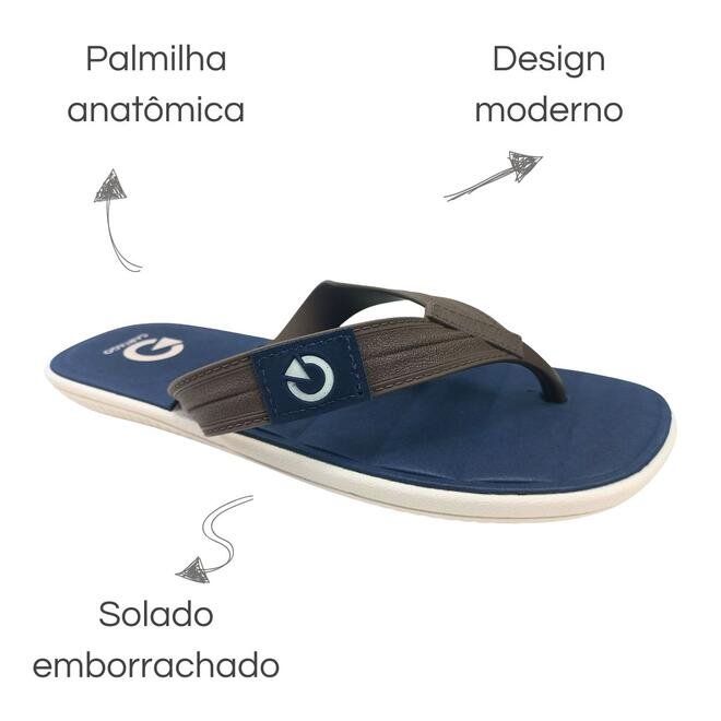 Chinelo Cartago Aspen Dedo Bege/Marrom/Azul Adulto Masculino Marrom 6