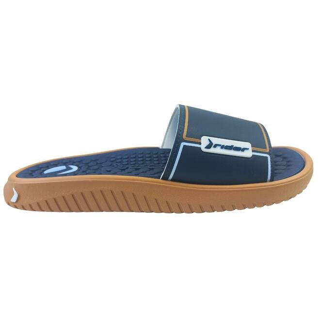 Chinelo Rider Pump II Slide Bege/Azul/Branco Adulto Masculino