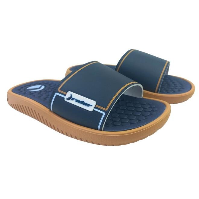Chinelo Rider Pump II Slide Bege/Azul/Branco Adulto Masculino Azul 3