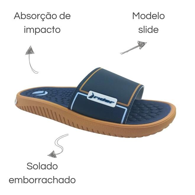 Chinelo Rider Pump II Slide Bege/Azul/Branco Adulto Masculino Azul 6
