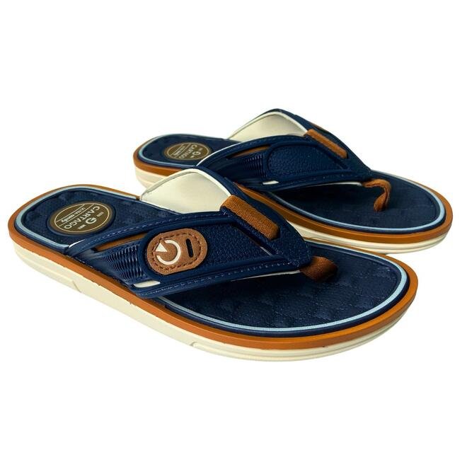 Chinelo Cartago Lyon IV Dedo Bege/Azul/Castor Adulto Masculino Azul 2