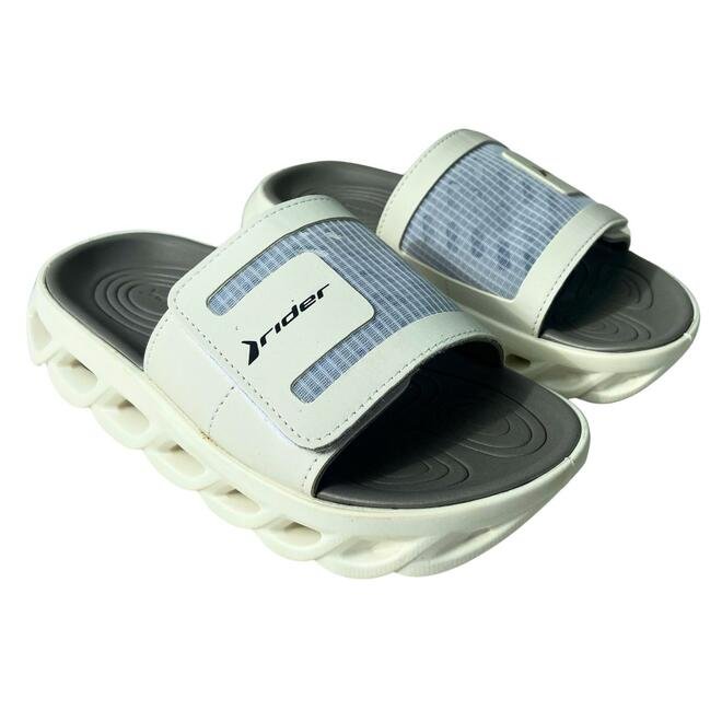 Chinelo Rider R Power Slide Preto/Cinza Adulto Masculino Branco 2