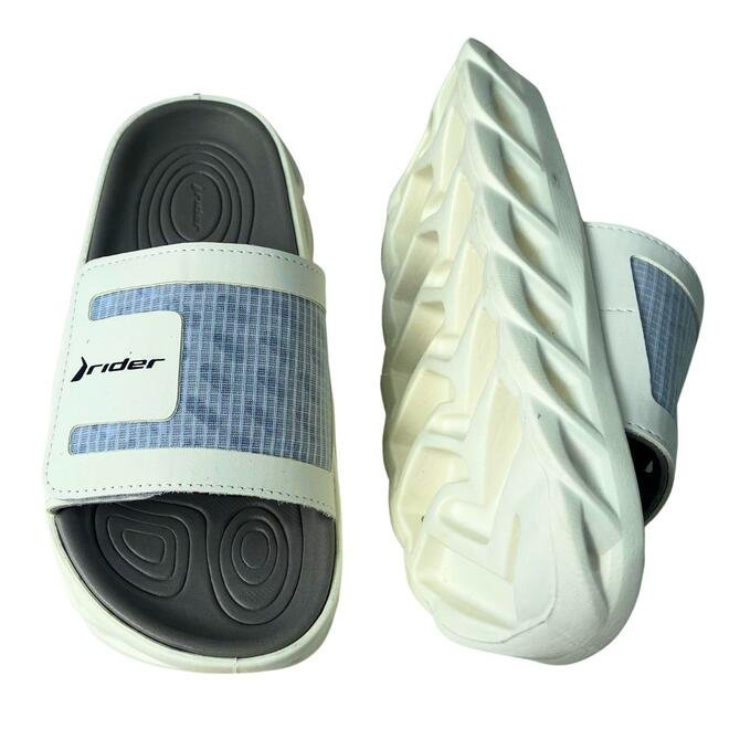 Chinelo Rider R Power Slide Preto/Cinza Adulto Masculino Branco 3