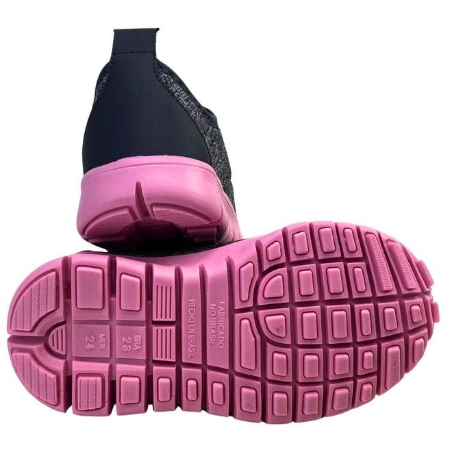 Tênis Novopé Têxtil Infantil Mescla Cinza Escuro/Rosa BB Cinza 5