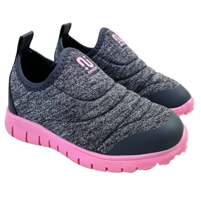 Tênis Novopé Têxtil Infantil Mescla Cinza Escuro/Rosa BB Cinza 3