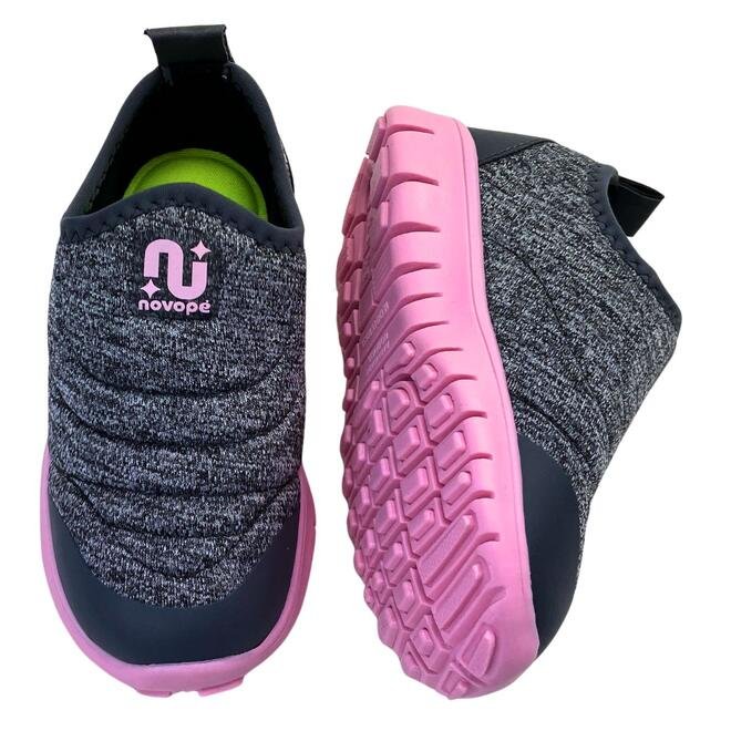 Tênis Novopé Têxtil Infantil Mescla Cinza Escuro/Rosa BB Cinza 4