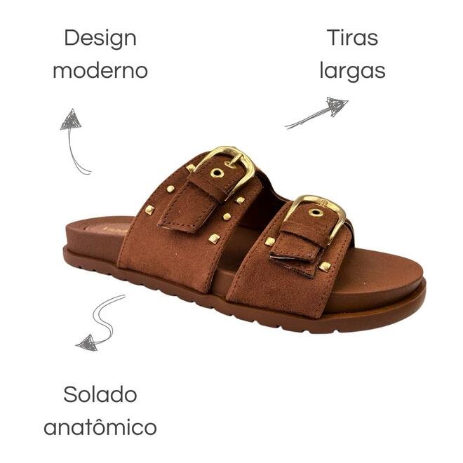 Chinelo Papete Via Marte Camurça Ultra Caramelo Caramelo 6