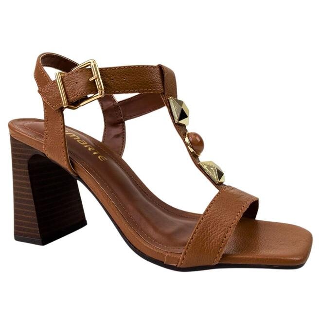 Sandália Via Marte Couro Capri Salto Bloco Banoffee Banoffee 2