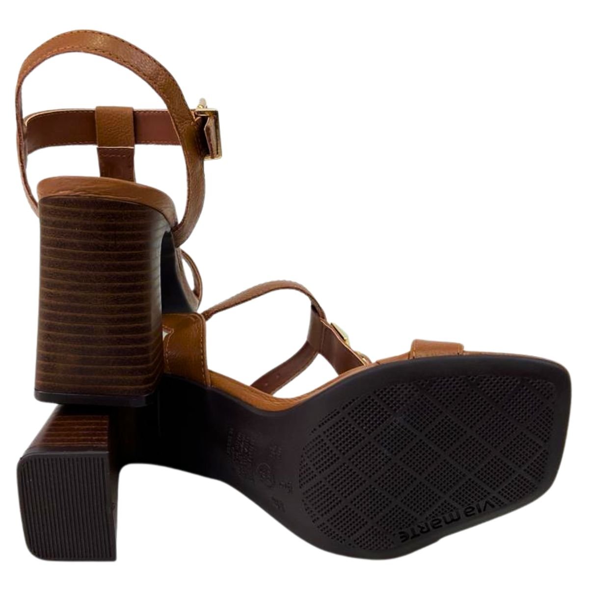 Sandália Via Marte Couro Capri Salto Bloco Banoffee Banoffee 5