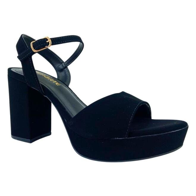 Sandalia Via Marte Nobuck Salto Alto Bloco Preto Preto 2