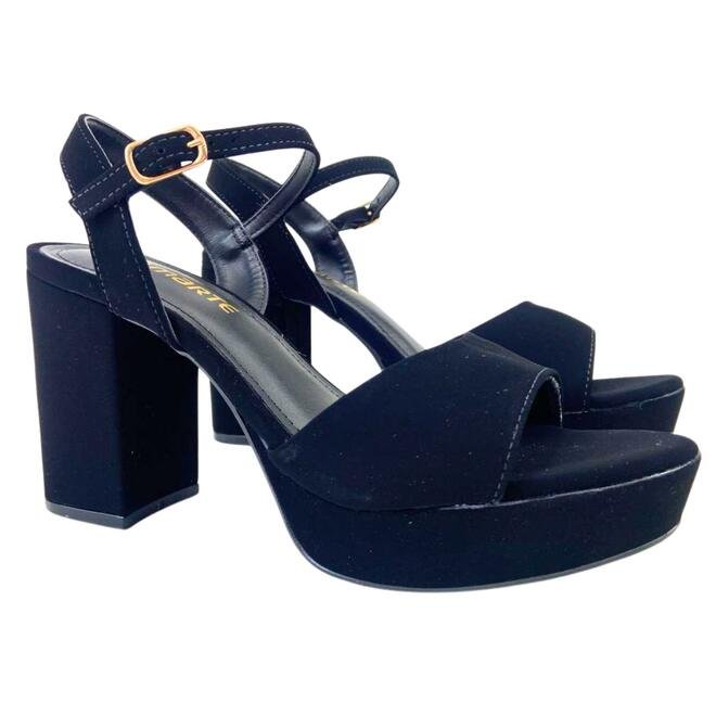 Sandalia Via Marte Nobuck Salto Alto Bloco Preto Preto 3