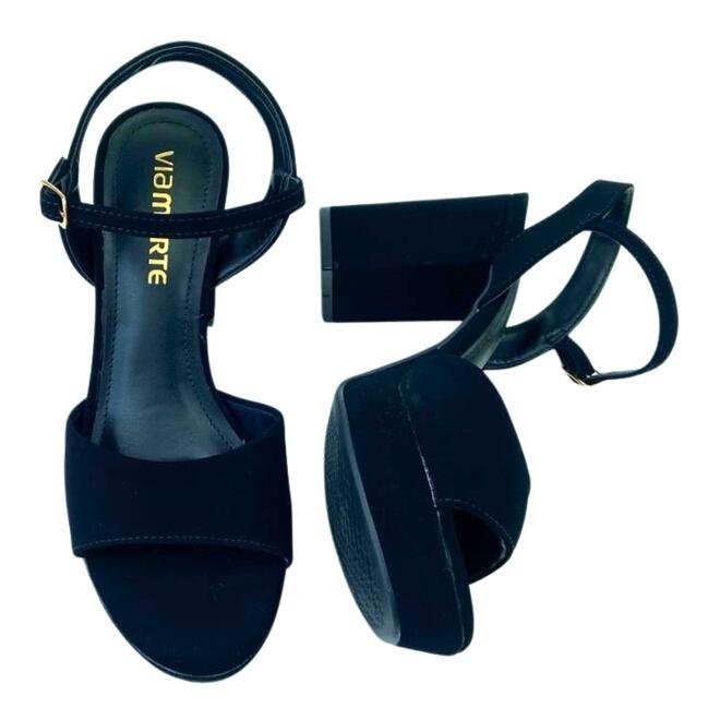 Sandalia Via Marte Nobuck Salto Alto Bloco Preto Preto 4