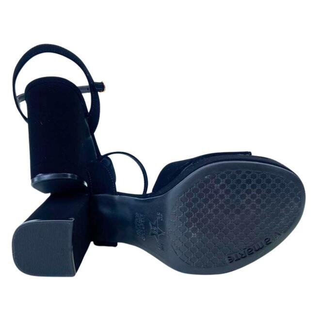 Sandalia Via Marte Nobuck Salto Alto Bloco Preto Preto 5