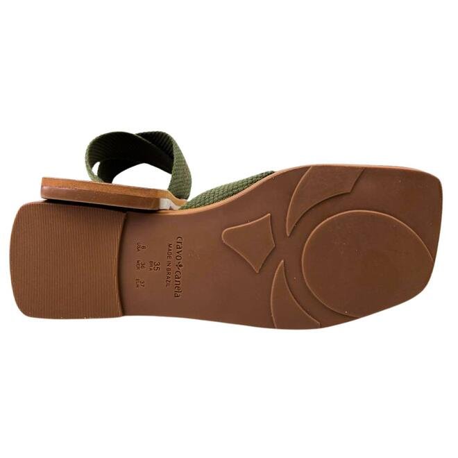 Rasteira Cravo e Canela Gorgurão Army/Café Verde 5