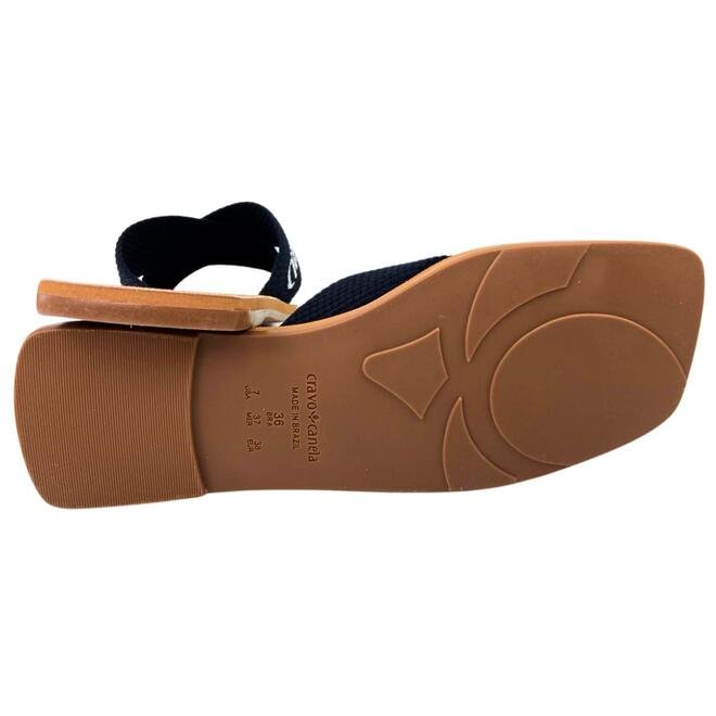 Rasteira Cravo e Canela Gorgurão Preto/Branco Preto 5