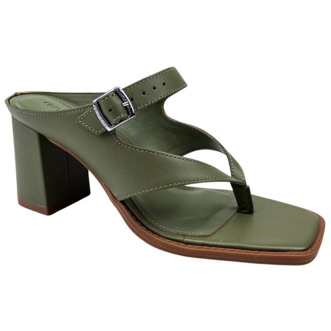 Tamanco Cravo e Canela Couro Napa New Calf Army Verde 2