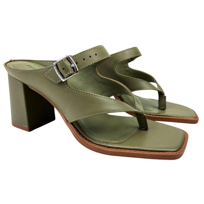 Tamanco Cravo e Canela Couro Napa New Calf Army Verde 3