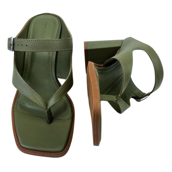 Tamanco Cravo e Canela Couro Napa New Calf Army Verde 4