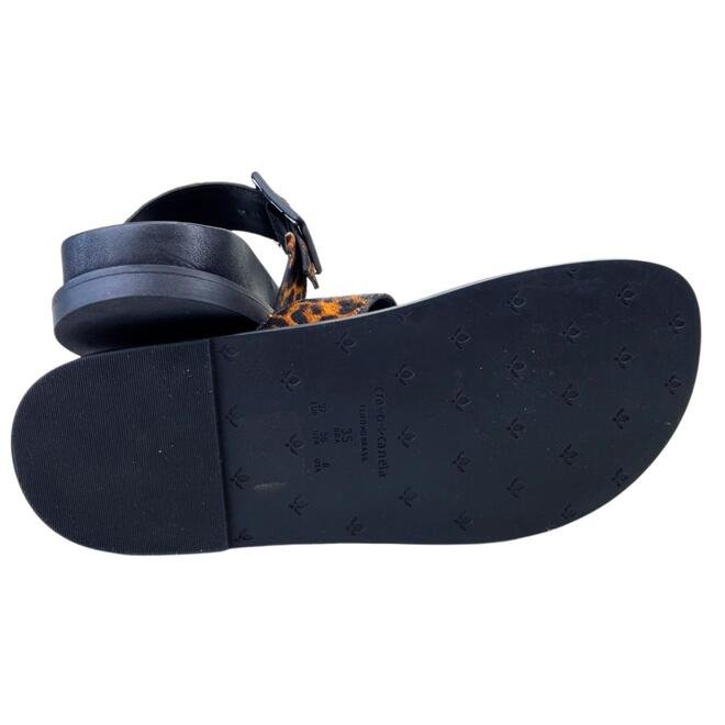 Rasteira Cravo e Canela Couro New Calf Preto/Pelo Ocelot Natural Preto 5