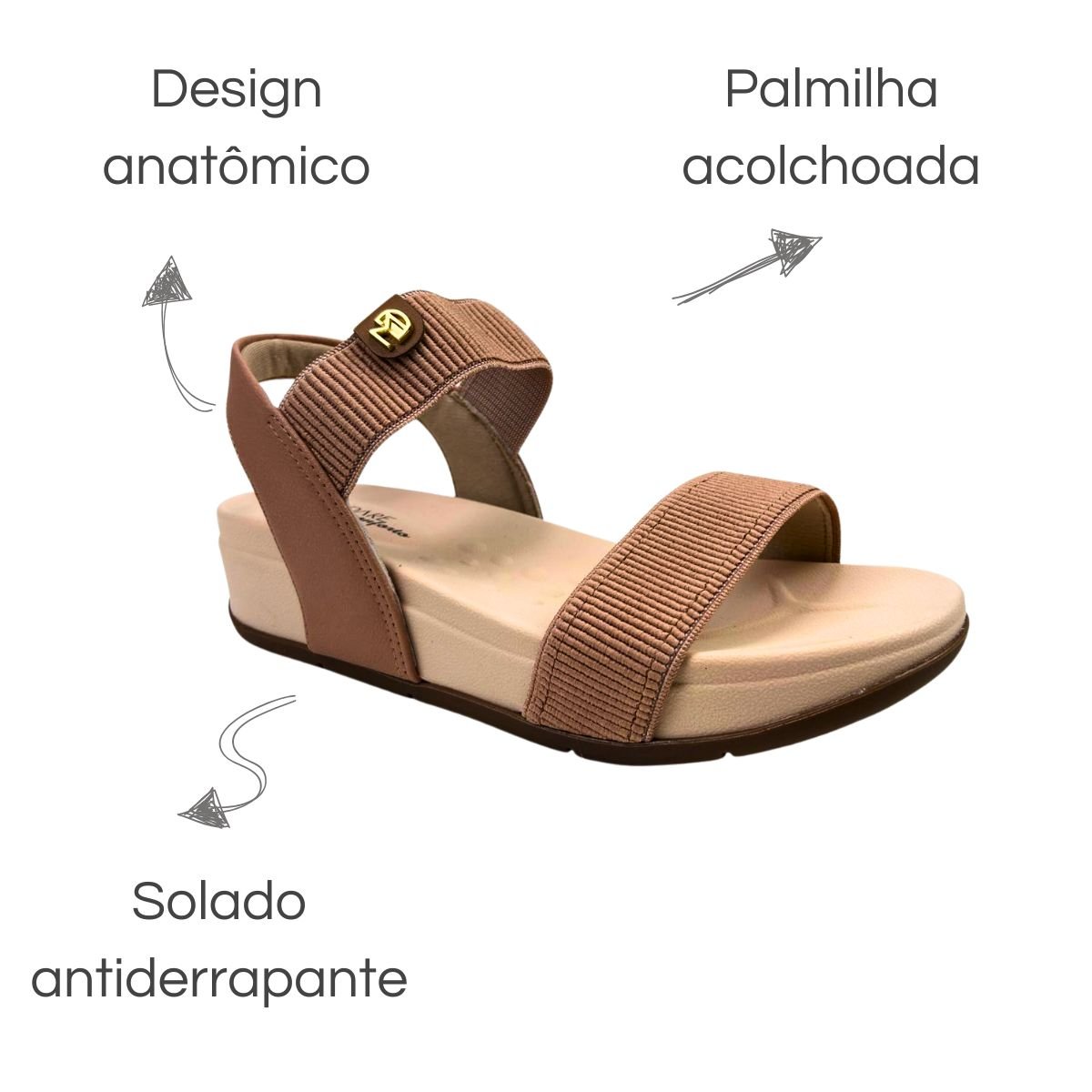 Sandália Modare Elastico Napa Floather Nude/Camel Nude 6