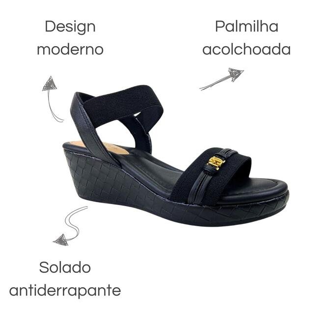 Sandália Modare Elastico Napa Floather/Tresse Preto Preto 6