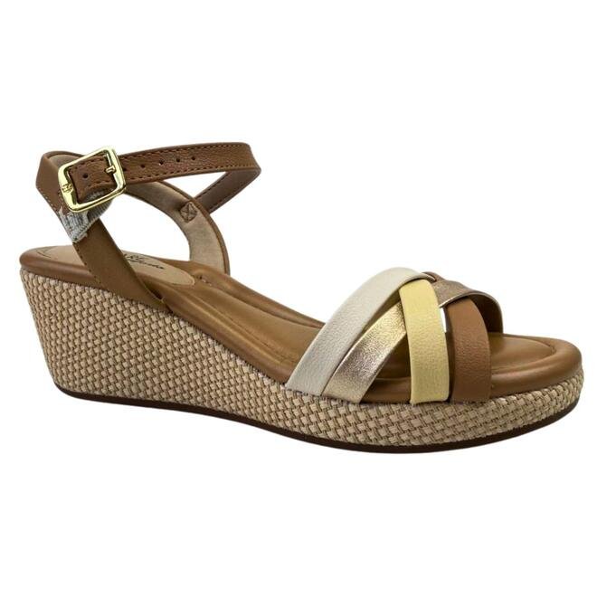Sandália Modare Anabela Creme/Manteiga/Dourado Creme 2