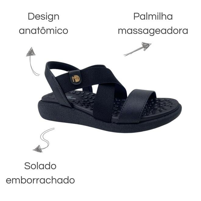 Sandália Modare Elastico Napa Floather Nature Preto Preto 6