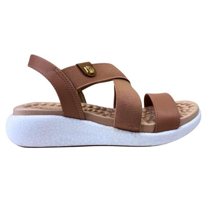 Sandália Modare Elastico Napa Floather Nude/Camel
