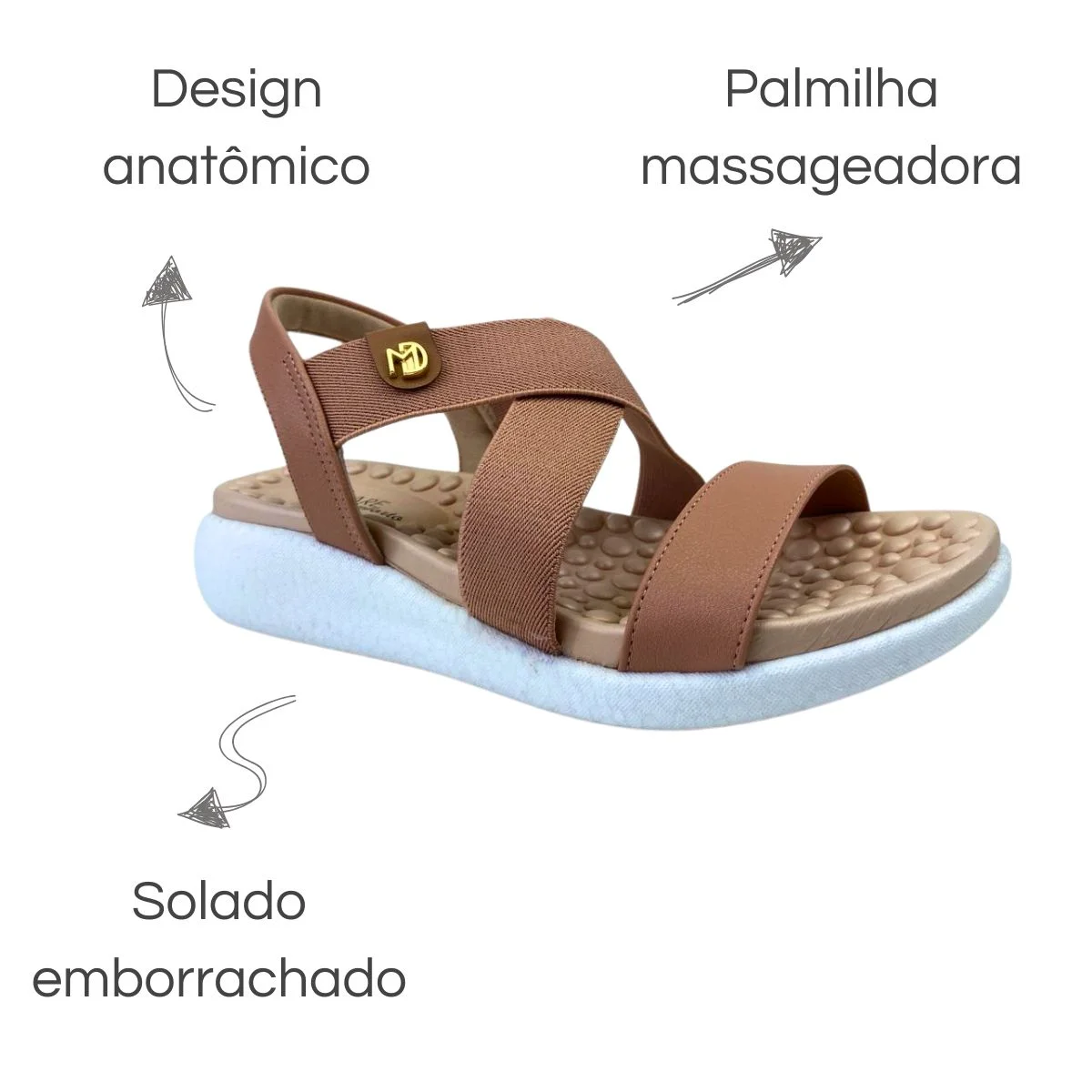 Sandália Modare Elastico Napa Floather Nude/Camel Nude 6